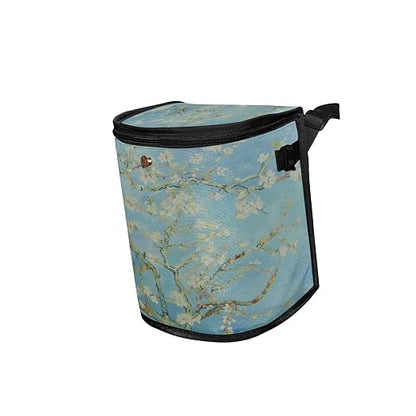 senya Car Trash Can Car Garbage Can Car Waste Basket,Almond Blossom Leak-Proof Car Trash Bin, Car Trash Hanging Car Accessories Interior Car Organizer Bag