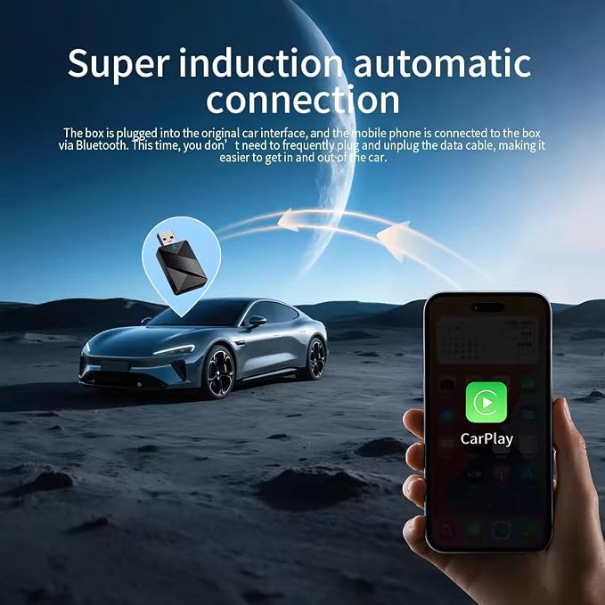 Car Wireless CarPlay Adapter for Jeep Grand Cherokee 2018-2023 2024 2025, 2-in-1 Wireless Car Play Adapter, Fast Auto Connect Low Latency