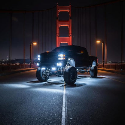 YONEDA 20 Pods White Rock Lights 6000K 42LED Bright LED Underglow Lights IP68 Waterproof for Trucks SUV UTV ATV RZR Car Boats Pickup Motorcycle with 39.37ft Extension Wire