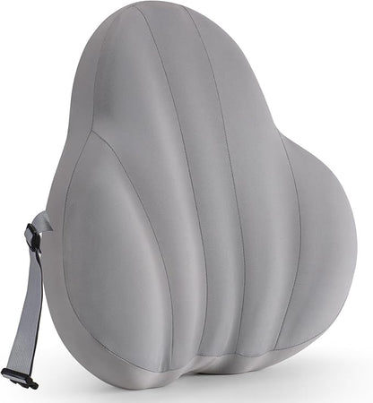 Large Lumbar Support Pillow for Office Chair, Ergonomic Low Back Support Promotes Back Pain Relief, Memory Foam Lumbar Pillow Cushion for Car, Sofa, Adjustable Strap Breathable Cover, Grey