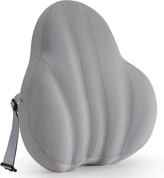 Large Lumbar Support Pillow for Office Chair, Ergonomic Low Back Support Promotes Back Pain Relief, Memory Foam Lumbar Pillow Cushion for Car, Sofa, Adjustable Strap Breathable Cover, Grey