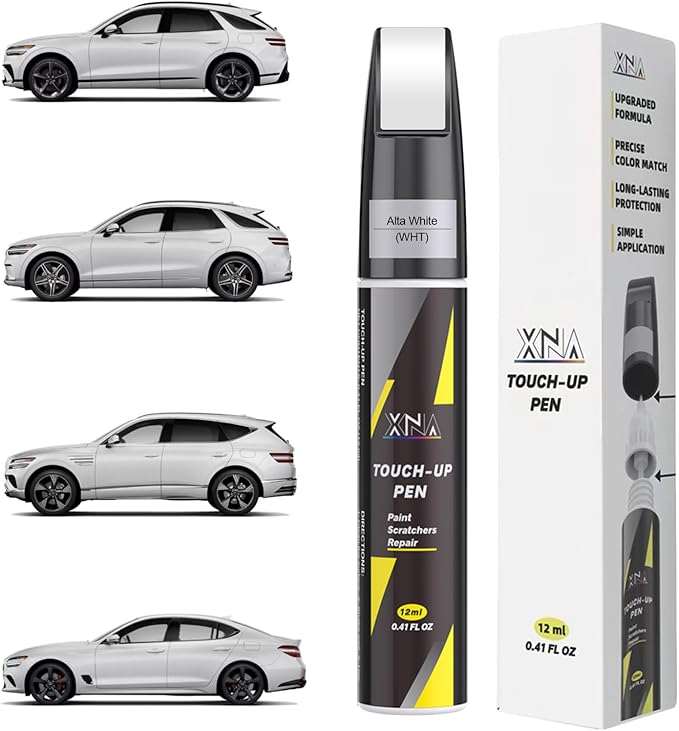 XNA Alta White(WHT) for Genesis Touch Up Paint, Car Scratch Remover for Nicks and Chips Repair, 2-In-1 Quick & Easy Fix Car Scratch Repair Kit with Exact Color-Matched
