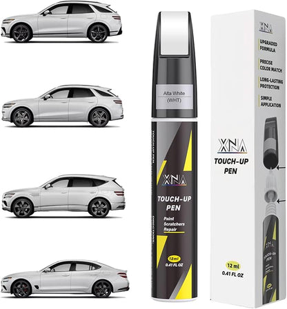 XNA Alta White(WHT) for Genesis Touch Up Paint, Car Scratch Remover for Nicks and Chips Repair, 2-In-1 Quick & Easy Fix Car Scratch Repair Kit with Exact Color-Matched
