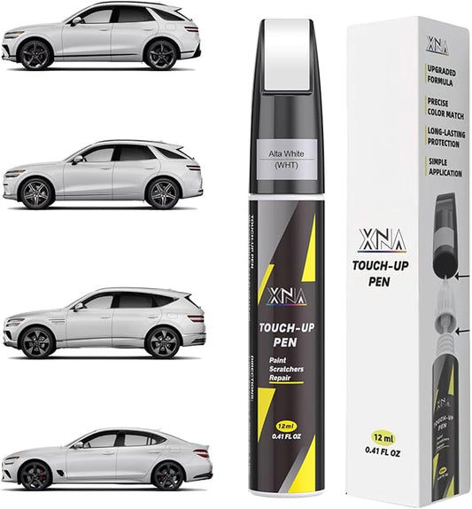 XNA Alta White(WHT) for Genesis Touch Up Paint, Car Scratch Remover for Nicks and Chips Repair, 2-In-1 Quick & Easy Fix Car Scratch Repair Kit with Exact Color-Matched