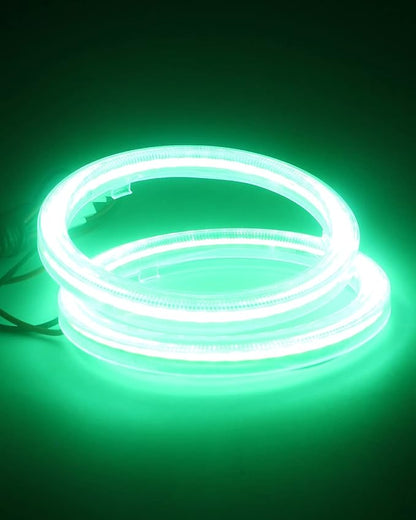 Qasim 80MM Green 63SMD Car Angel Eyes COB LED Halo Ring With Cover LED DRL Fog Light 12V 24V-1Pair