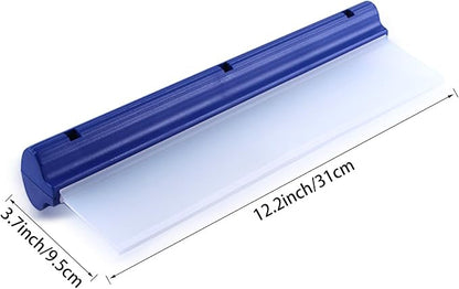 Blue Silicone T-Bar Car Squeegee - 12 Inch Car Window Squeegee for Drying, Professional Flexible One Pass Water Blade Auto Water Blade Cleaning for, Windshield, Glass, Window, Mirror