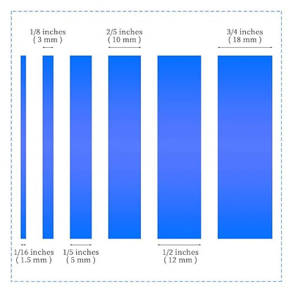 6 Rolls Fine Line Tape 1/16, 1/8, 1/5, 2/5, 1/2, 3/4 Inch x 55 Yard Fineline Masking Tape Painter Adhesive Automotive for DIY Car Auto Paint (Blue, Mixed Sizes)