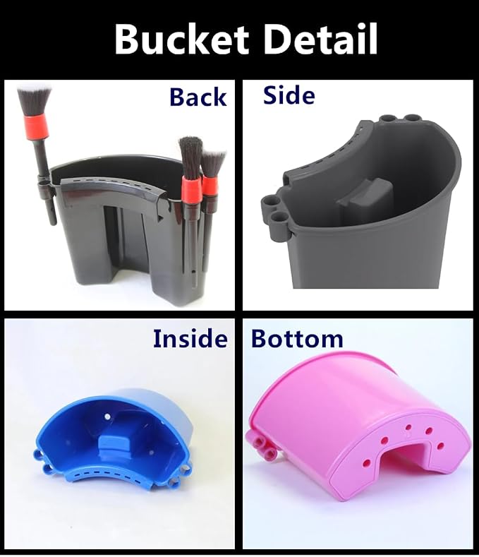 Car Detailing Bucket Organizer - Portable Auto Wash Tool Hanger, Black