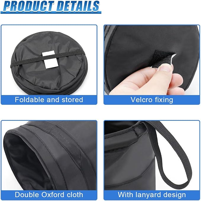 1 Gallon Collapsible Pop-up Car Trash Can - Mini Portable Hanging Garbage Can Car Trash Bin with Attached Hook&Elastic Band - Waterproof Waste Basket Bin Auto Garbage Bag for Cars/Home(2Sets)