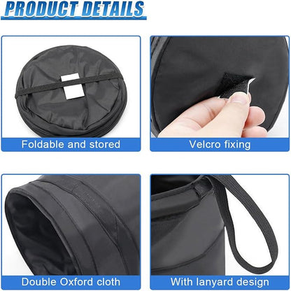 1 Gallon Collapsible Pop-up Car Trash Can - Mini Portable Hanging Garbage Can Car Trash Bin with Attached Hook&Elastic Band - Waterproof Waste Basket Bin Auto Garbage Bag for Cars/Home(2Sets)