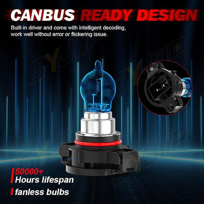 Upgraded Halogen Headlight Bulbs for Jeep Wrangler JK JL 2010 2011 2012 2013 2014 2015 2016 2017 2018 2019 2020 2021 2022, High Low Beams and Fog Lights Combo , 6000k White, 300% Brightness, 4 PCS