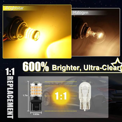 iBrightstar 7443 LED Bulb Amber, 7440 LED Turn Signal Bulbs Super Bright for Vehicle Blinker Lights and Turn Signal Lights, 2 Pack