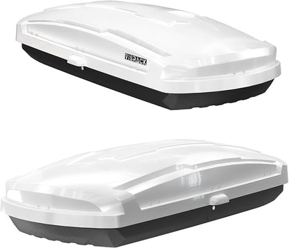 21 Cu Ft Cargo Box, Hard Shell Roof Cargo Carrier with Security Keys, 72.83" x 34.25" x 14.76" Roof Box, Dual-Sided Opening, Tool-Free Install, White