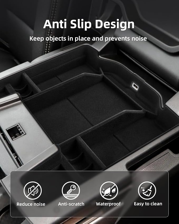 Center Console Organizer for 5th Gen 2026 2025-2019 Ram 1500 2500 3500(Full Console w/Bucket Seats Only), ABS Storage Box, Middle Console Tray Organizer, Insert Container Pallet-Black