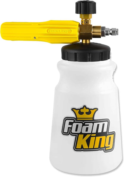 Clean Car USA Foam King Foam Cannon for Pressure Washer, Car Wash Soap Sprayer with 1/4" Quick Connector, Wide-Neck Bottle, Adjustable Snow Foam Blaster for Auto Detailing, Trucks, Motorcycles & More
