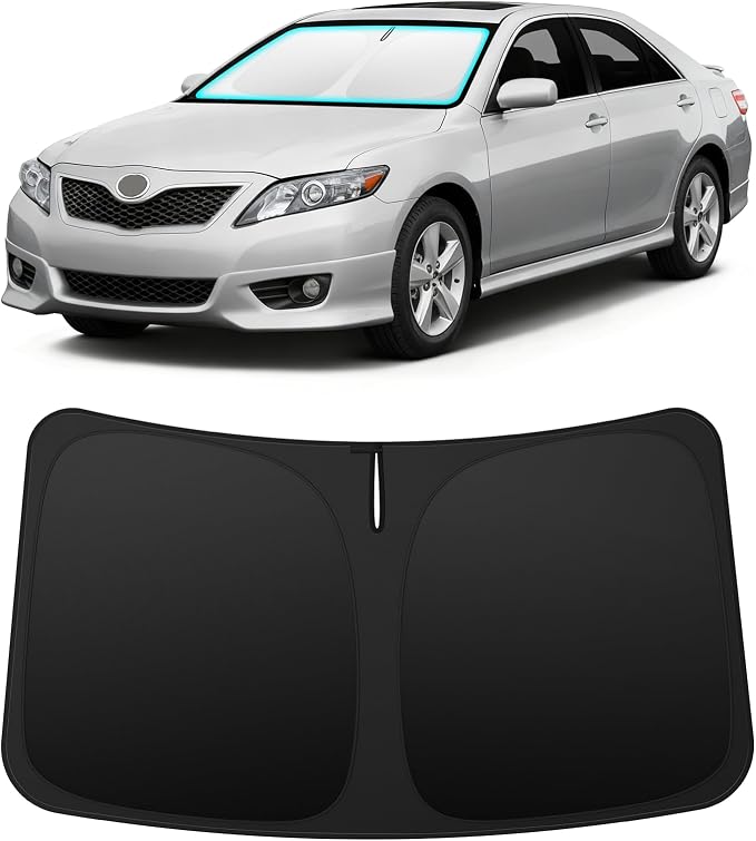 INSAUTO Custom Fit Windshield Sun Shade Accessories for Toyota Camry 2007-2011, Foldable Front Window Sunshade, UV & Heat Reflector, Keeps Interior Cool, Includes Storage Bag