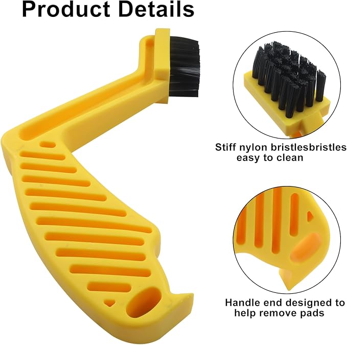 Polishing Pad Cleaner Tool, Durable Cleaning Tool Versatile Foam Pad Brush, Stiff Nylon Bristles Cleaning Brush for Car Auto Detailing/Detailing Enthusiasts, Yellow