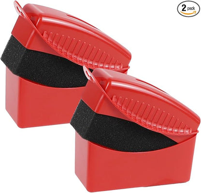 2PCS Tire Dressing Applicator, Car Tire Applicator Dressing Shine Sponge, Reusable Tire Dressing Applicator Pads with Lid, Wheel Applicator Foam for Car Detailing Cleaning (Red)