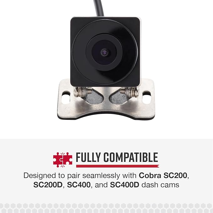 Cobra External-View Camera for SC Series Dash Cams, with Full HD Video, Flexible Mounting, Waterproof Design