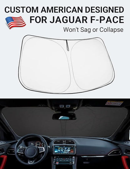 Proadsy 2026 Upgrade Front Windshield Sun Shade Foldable Sunshade Protector Custom Fit for Jaguar F-Pace 2016-2025 F Pace SUV Accessories
