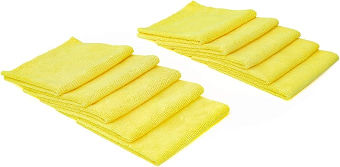 The Rag Company - Edgeless 300 - Microfiber Detailing Towels, Perfect for Removing Polishes, Sealants, and Glaze; Great for Interior Cleaning and Dirty Jobs; 300GSM, 16in x 16in, Yellow (10-Pack)