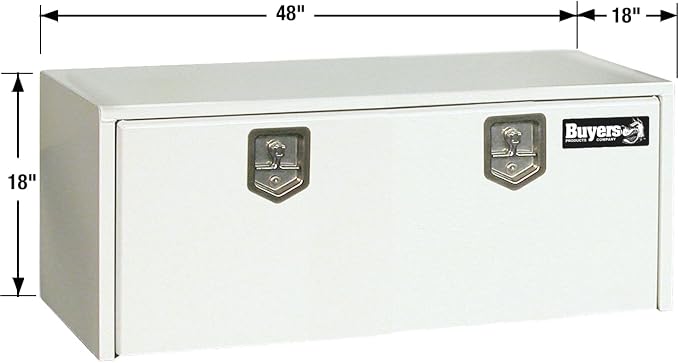 Buyers Products 1702410 White Steel Underbody Truck Tool Box, 18 x 18 x 48, Made in USA, 14 Ga Steel, Locking Stainless Latch, Weather-Resistant, Powder-Coated, Secure Storage for Work Trucks
