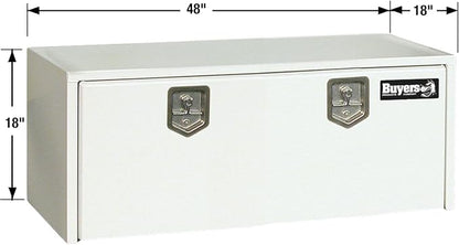 Buyers Products 1702410 White Steel Underbody Truck Tool Box, 18 x 18 x 48, Made in USA, 14 Ga Steel, Locking Stainless Latch, Weather-Resistant, Powder-Coated, Secure Storage for Work Trucks