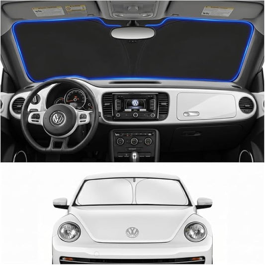 Custom Fit Windshield Sun Shade for Volkswagen VW Beetle 2012-2019 | Custom Fit, Double-Layer Heat Insulation, Reinforced Frame, No Sagging, Easy Fold & Storage