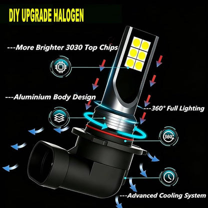 2004-2014 Ford F150 Hi-Lo Beam&Fog Light Bulbs Combo,6000K,40000LM | H13(9008)/9145 Lights, f-150 off-road high low bulb, super bright, DIY Replacement, Plug and Play, Pack of 4