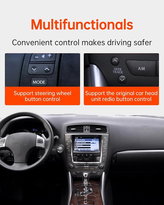 USB Bluetooth 5.3 Car Adapter Compatible for Lexus,Toyota,Opel,Saab,Pioneer Radio and Clarion Radio iPod iPhone Music Interface Connector