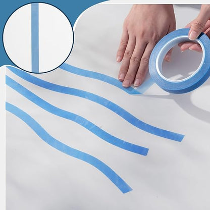Nezyo 6 Pcs Vinyl Pinstripe Tapes Masking Painter Tapes High Temperature Low Tack Automotive Car Paint for Easy Removal Trim Thin Finishing Masking(Dark Blue,1/16,1/8, 1/4 Inch)