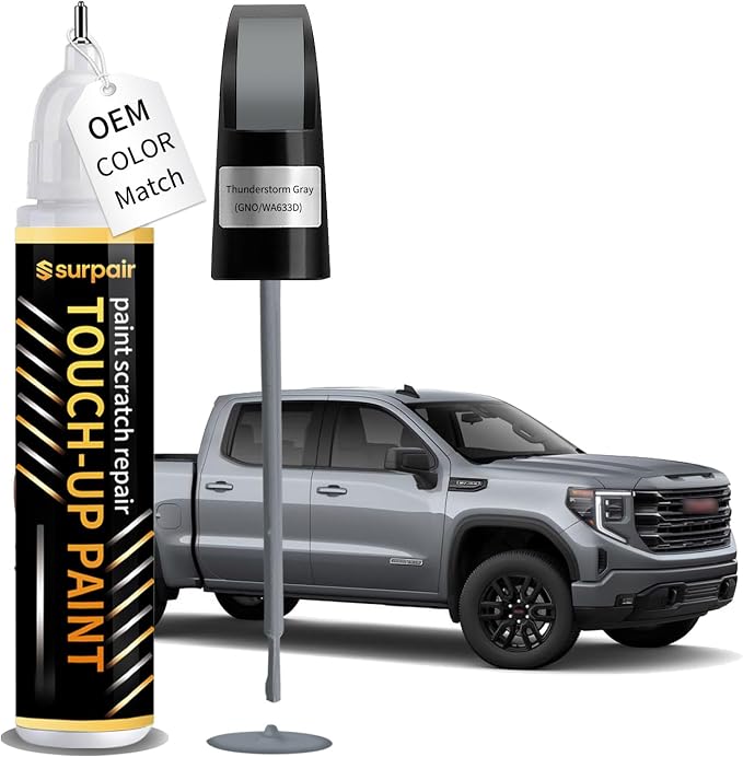 Thunderstorm Gray GNO/WA633D Touch up Paint for GMC OEM Color Match Car Scratch Repair Kit for Nicks & Chips Scratches Quick & Easy Paint Fix 2-In-1 Car Scratch Remover Pen