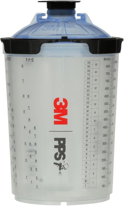 3M PPS 2.0 Spray Gun Cup, Lids and Liners Kit, 26325, Large, 28 Ounces, 125-Micron Filter, Use for Cars, Furniture, House and More, 1 Paint Cup, 50 Disposable Lids and Liners, 32 Sealing Plugs