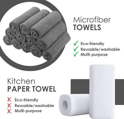 Avalon Towels Microfiber Cleaning Cloths (Value Pack of 12) - Size 12 x 12 Inches, Highly Absorbent Cleaning Rags, Lint Free, Reusable and Washable, Microfiber Towels for Cars