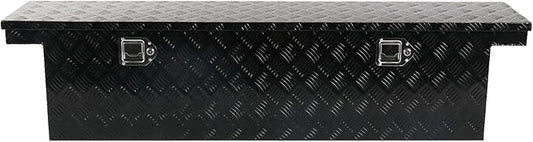 60''Inch Aluminum Truck Tool Box Trailer Chest Box Underbody Storage Organizer Waterproof Square Storage Organizer w/Lock & Keys Black(‎60" Lx12 Wx14 H) Only For Standard cab Or Regular CAB