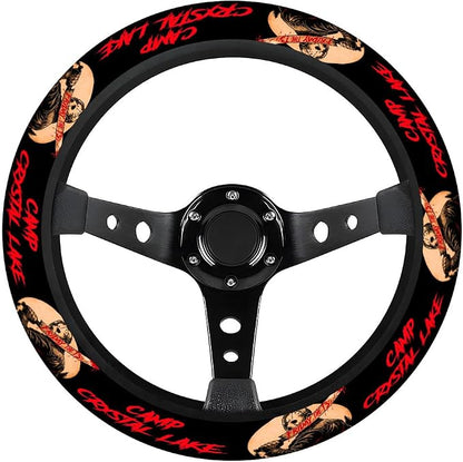 GENANY Hockey Mask Horror Steering Wheel Cover, Non Slip Polyester Car Wheel Protector for Car SUV Truck, Universal 15 Inch