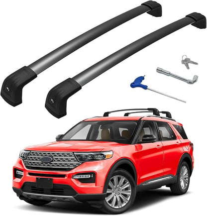 300lbs Roof Rack Cross Bars Compatible with Ford Explorer 2020-2026, Heavy Duty Aluminum Lockable Roof Rails Crossbars Rooftop Cargo Luggage Basket Carrier Bike Kayak Snowboard