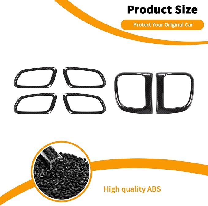 Hoolcar Center Control Air-Conditioning Outlet Vent Trim Cover & Inner Door Handle Bowl Trim Cover Fit for Jeep Grand Cherokee 2011-2020, Carbon Fiber