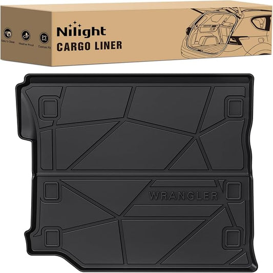 Nilight Cargo Mats for Jeep Wrangler JL Unlimited 4 Door with Subwoofer Only 2018 2019 2020 2021 2022 2023 2024 2025 (Not for JK or 4XE),All Weather Protection Heavy Duty Cargo Liners