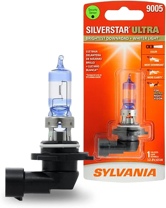 SYLVANIA - 9005 SilverStar Ultra - High Performance Halogen Headlight Bulb, High Beam, Low Beam and Fog Replacement Bulb, Brightest Down Road with Whiter Light, Tri-Band Technology (Contains 1 Bulb)