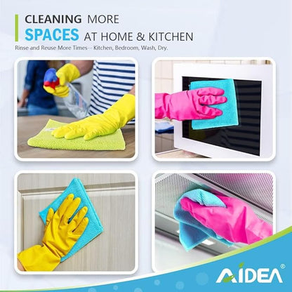AIDEA Microfiber Cleaning Cloth-400PK, Soft Microfiber Towels for Cars, Absorbent Cleaning Rags, Lint-Free Streak-Free Wash Cloths for House, Kitchen, Window(12in.x12in)