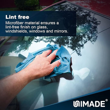 UNIMADE Shop Towels, 100 Sheets Microfiber Cleaning Cloth Commercial Grade Washcloths Lint-Free Bulk Shops Rags for Cars Mechanic Restaurant Garage Housekeeping, 11"x 9", Blue