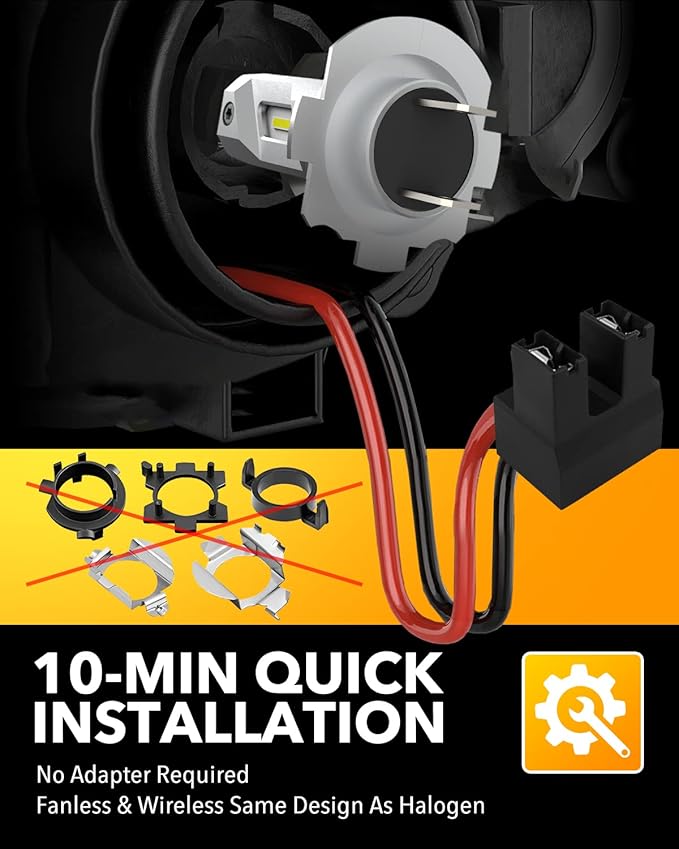 OXILAM Mini Size H7 Light Bulbs 500% Brightness 6000K White Light, No Adapter Required Easy Install, H7 Halogen Bulbs 10 Years Lifespan Replacement, Pack of 2