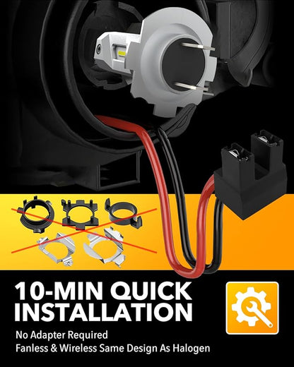OXILAM Mini Size H7 Light Bulbs 500% Brightness 6000K White Light, No Adapter Required Easy Install, H7 Halogen Bulbs 10 Years Lifespan Replacement, Pack of 2