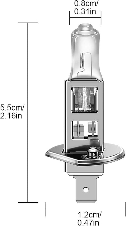 WinPower H1 Halogen Headlight Bulb, Super Bright Warm White 55W 4300K Car High Low Beam Fog Light Replacement Lamp, Pack of 2