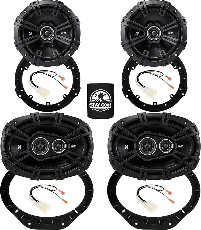 KICKER Front and Rear Door 6.5 & 6x9 Speakers Kit for Ford F-150 2015-2024 Upgrade Kit - 2 Pairs of DS Series 6 1/2 and 6x9 Inch Speakers with Adapters and Harnesses - 43DSC6504 & 43DSC69304