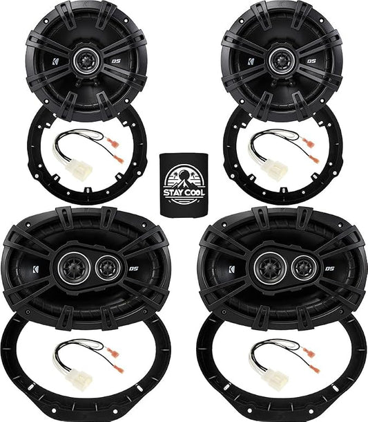 KICKER Front and Rear Door 6.5 & 6x9 Speakers Kit for Ford F-150 2015-2024 Upgrade Kit - 2 Pairs of DS Series 6 1/2 and 6x9 Inch Speakers with Adapters and Harnesses - 43DSC6504 & 43DSC69304