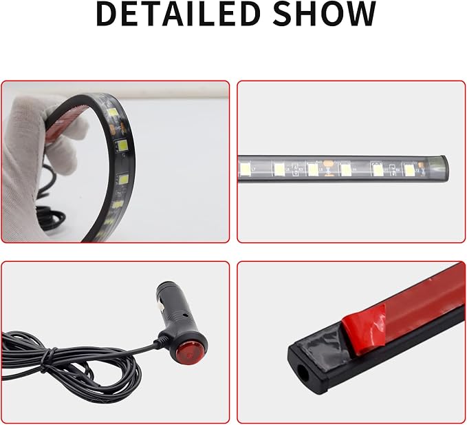 Ambient Lighting Car 2PCS Under Glow Kit with Cigarette Lighter, 12V Underglow Led Lights Car LED Interior Light DRL Daylight Strip Waterproof Driving Fog Lamp RGB Atmosphere Lights (Blue)