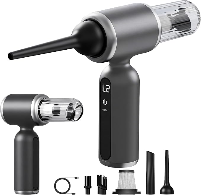 2 in 1 Handheld Car Vacuum Portable Cordless, 2 Speed Handheld Vacuum 25000PA High Power Air Blower & Pump & Air Duster, Mini Hand Held Vacuum Rechargeable for Home, Car, Office, Pet Hair