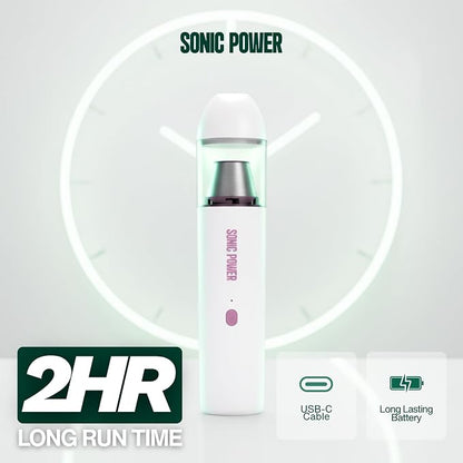 SonicPower Portable Cordless Car Vacuum, 15000Pa High Suction Handheld Vacuum Cleaner, 2-in-1 Vacuum & Blower, with 4 Attachments & Portable Storage Bag for Car, Home, Pet & Office (White & Pink)